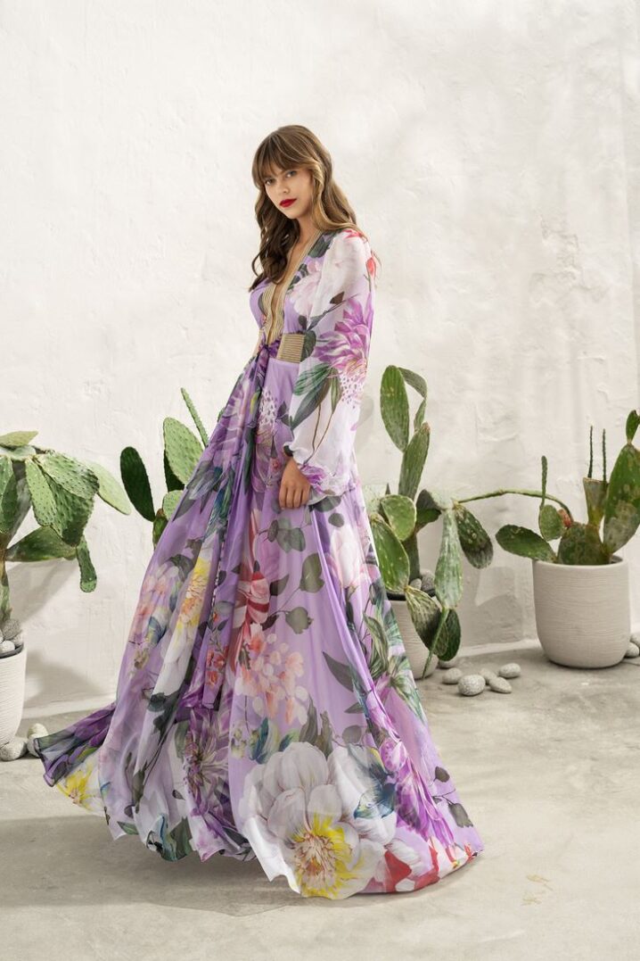 Γυναικείο Φόρεμα Floral Maxi-Μωβ