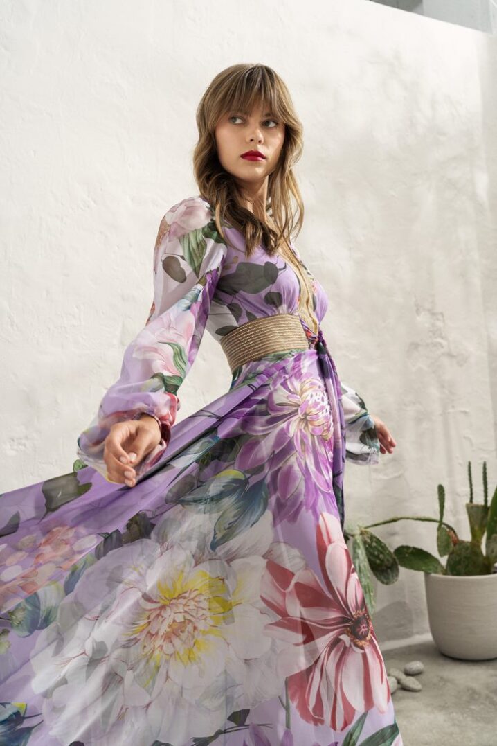 Γυναικείο Φόρεμα Floral Maxi-Μωβ - Image 3