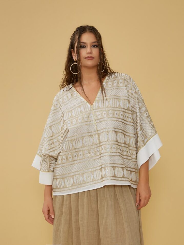 Γυναικεία Gold Knit Μπλούζα-Λευκό