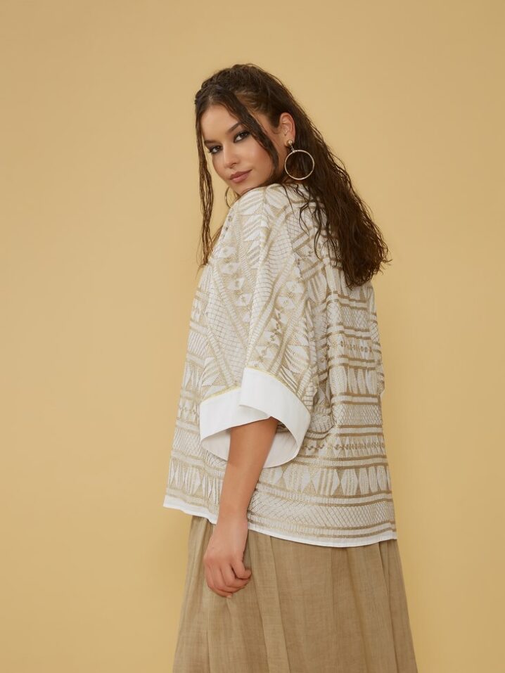 Γυναικεία Gold Knit Μπλούζα-Λευκό - Image 2