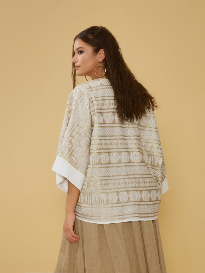 Γυναικεία Gold Knit Μπλούζα-Λευκό - Image 3