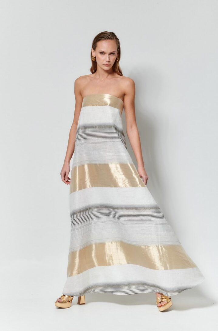 Γυναικείο Maxi Strapless-Μπεζ - Image 2