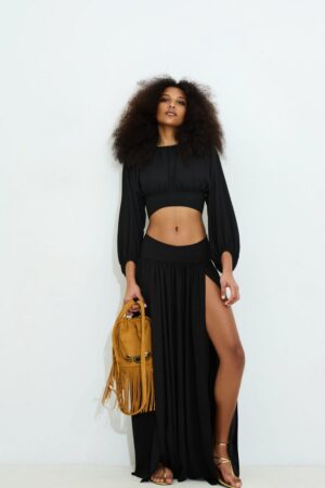 Γυναικεία Brielle Maxi FrontSlit Φούστα-Μαύρο