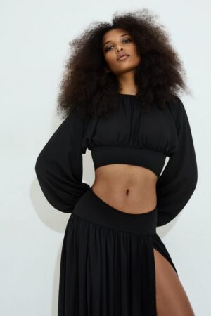 Γυναικείο Ruby Georgette Crop Top-Μαύρο