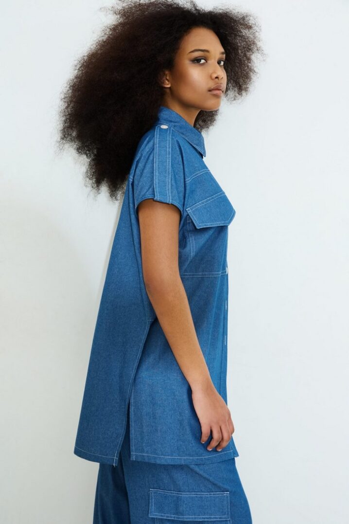 Γυναικεία Irie Denim Safari Oversize Πουκαμίσα-Μπλε - Image 2