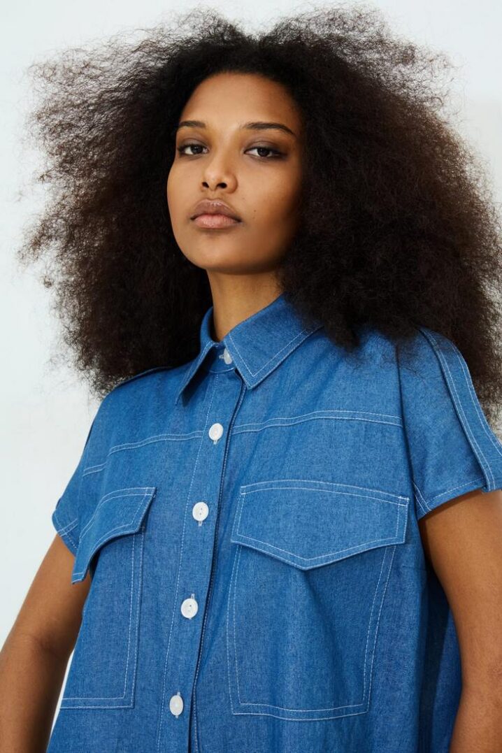 Γυναικεία Irie Denim Safari Oversize Πουκαμίσα-Μπλε - Image 3