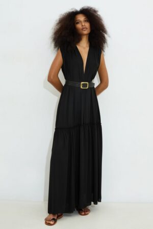 Γυναικείο Gyda Maxi Ruffled Tunic/Φόρεμα-Μαύρο