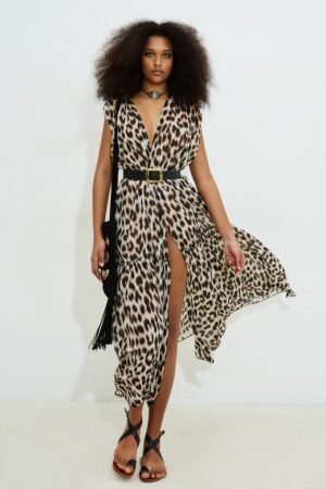 Γυναικείο Gyda Ruffled Maxi Φόρεμα-Animal Print