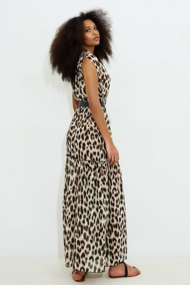 Γυναικείο Gyda Ruffled Maxi Φόρεμα-Animal Print - Image 3