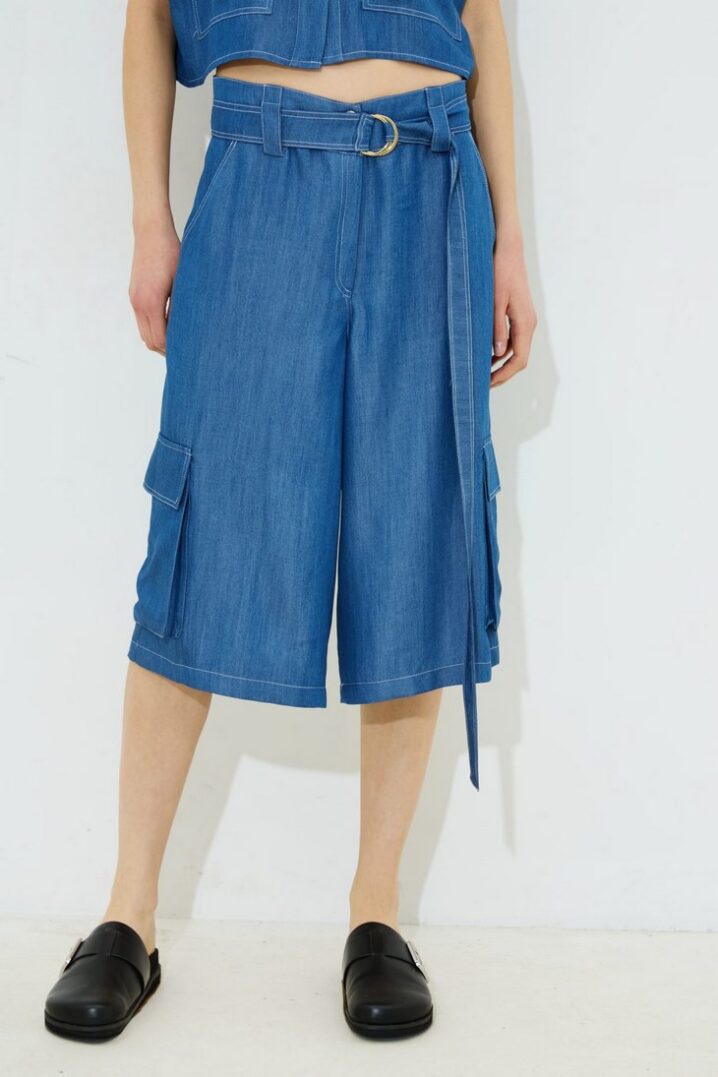 Γυναικείο Edita Cargo Denim Knee Shorts-Μπλε