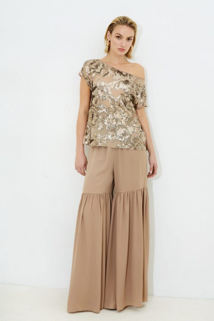 Γυναικεία Kari Floral Sequin Μπλούζα-Μπεζ - Image 3