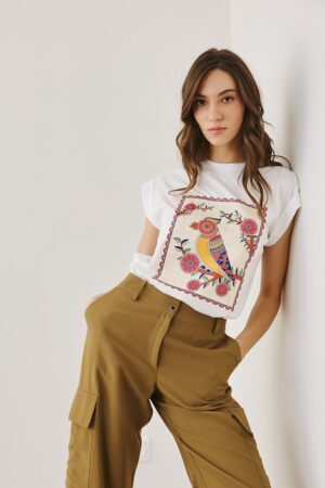 Γυναικείο Bird T-Shirt-Λευκό