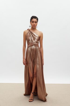 Γυναικείο Μaxi Margot Metallic Φόρεμα-Μπρονζέ