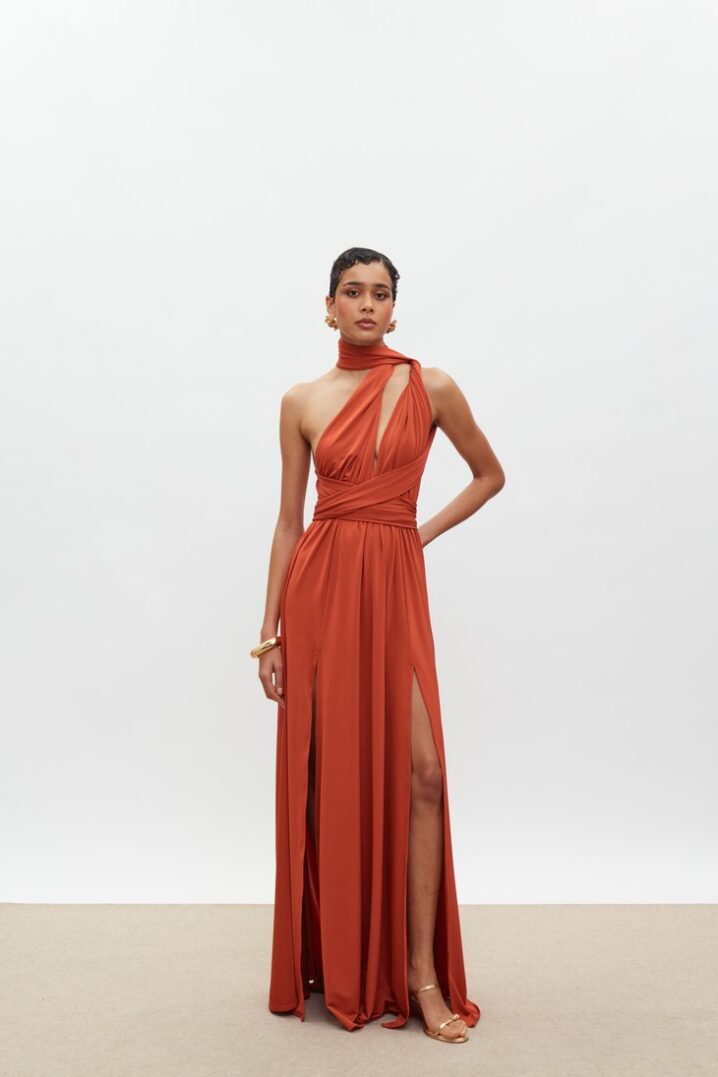 Γυναικείο Maxi Beatrice Polymorphic Φόρεμα-Terracotta