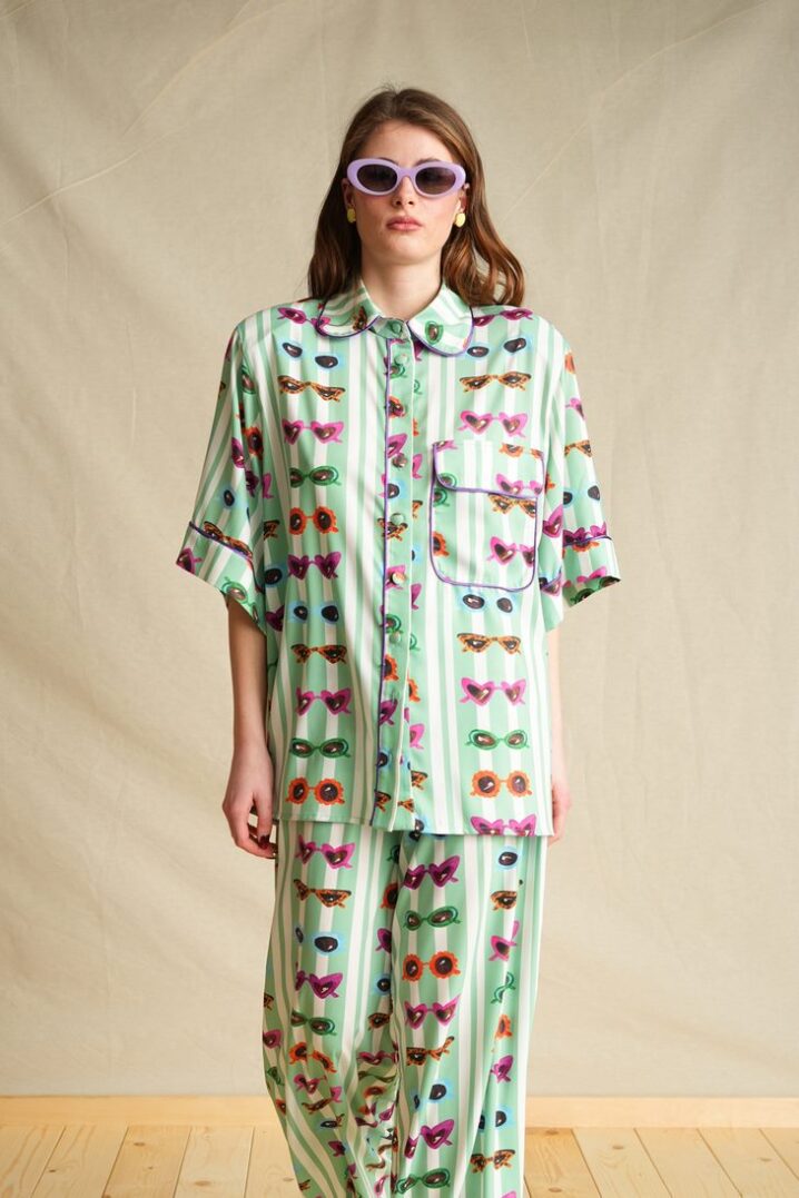 Γυναικείο Retroholic Short Sleeve Πουκάμισο-Μέντα