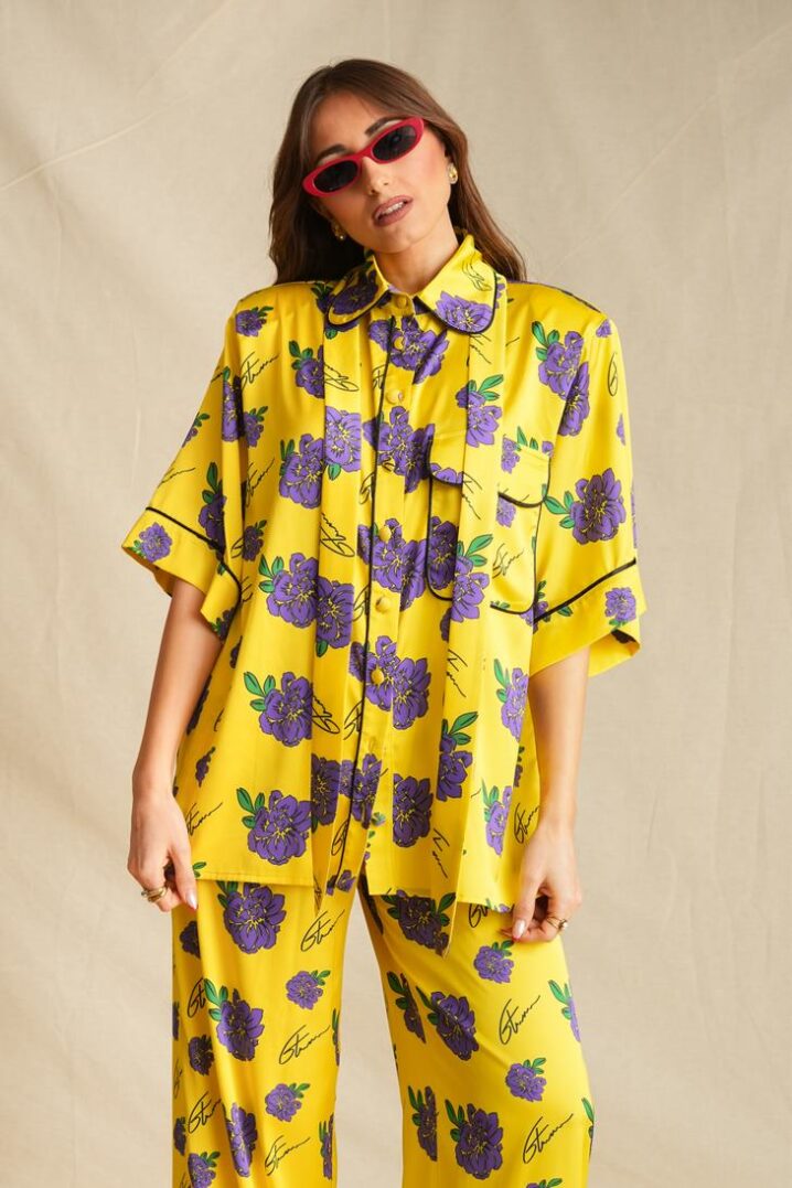 Γυναικείο Yellow Dalia Short Sleeve Πουκάμισο-Κίτρινο
