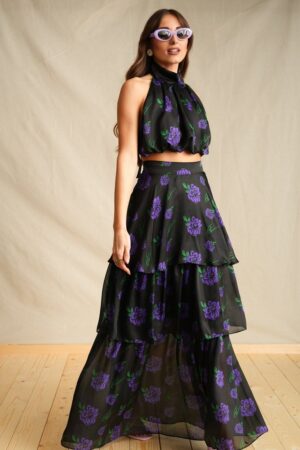 Γυναικεία Purple Dalia Maxi Skirt-Μαύρο