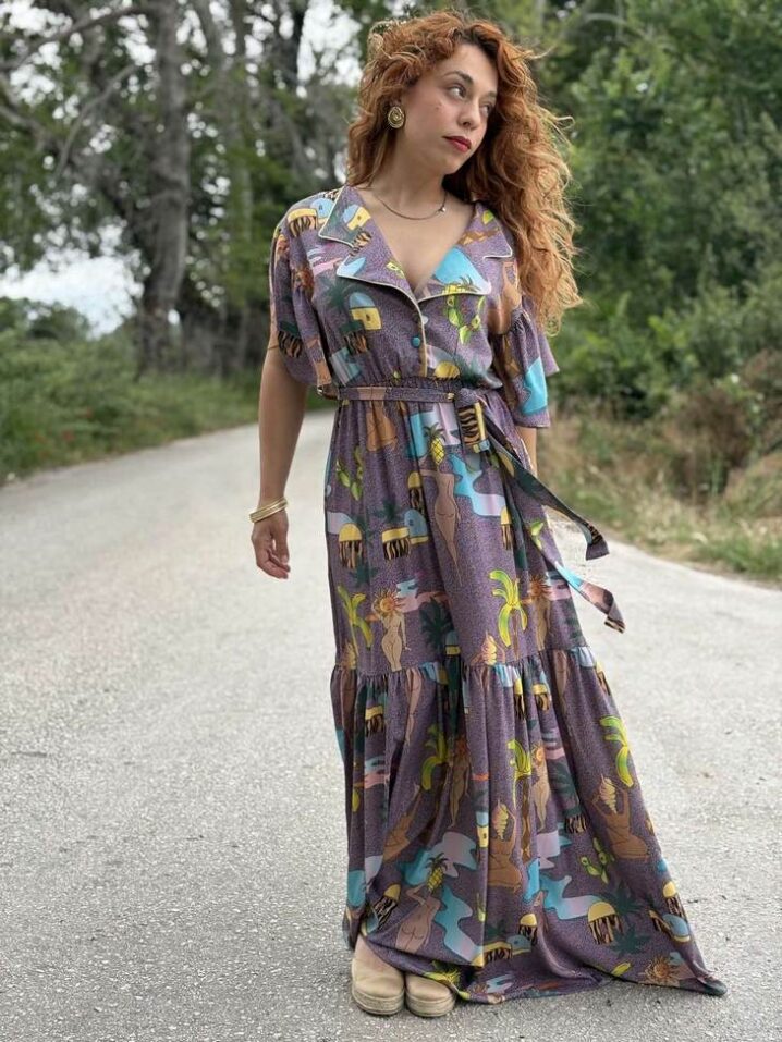 Γυναικείο Purple Edem Maxi Φόρεμα-Μωβ