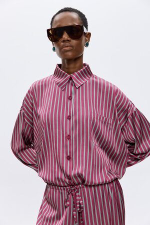 Γυναικείο πουκάμισο Brianna Pinstriped Burgundy