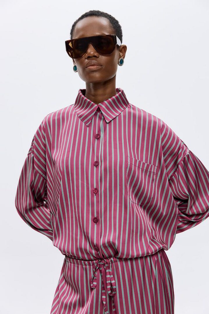 Γυναικείο πουκάμισο Brianna Pinstriped Burgundy