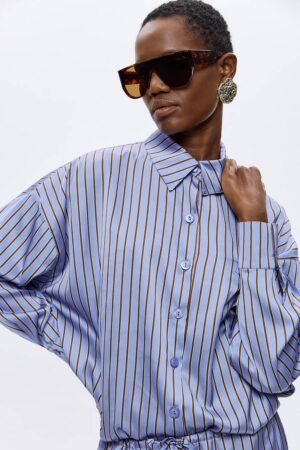 Γυναικείο Πουκάμισο Brianna Pinstriped Satin blue