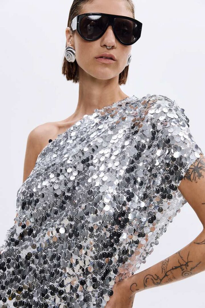 Γυναικείο Φόρεμα Alivia Sequin Deress-Ασημί - Image 2