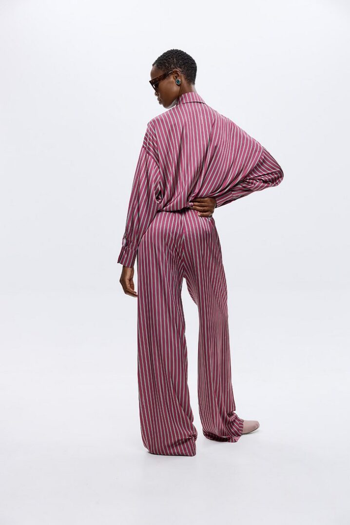 Γυναικείο Παντελόνι Zola Pinstripe-Μπορντό - Image 3