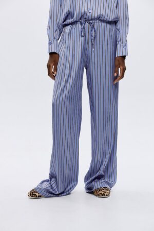 Γυναικείο Παντελόνι Zola Satin Pinstriped blue
