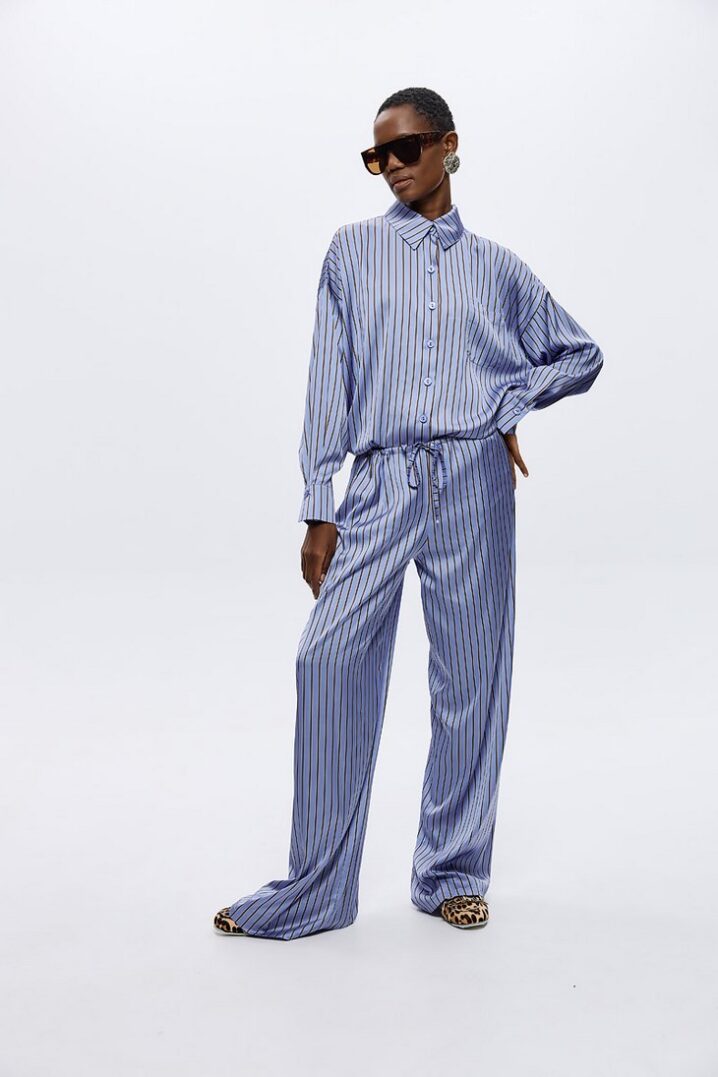 Γυναικείο Παντελόνι Zola Satin Pinstriped blue - Image 3