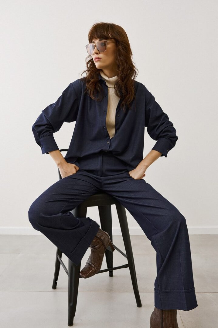 Γυναικείο Draped Denim Jacket-Μπλε - Image 3