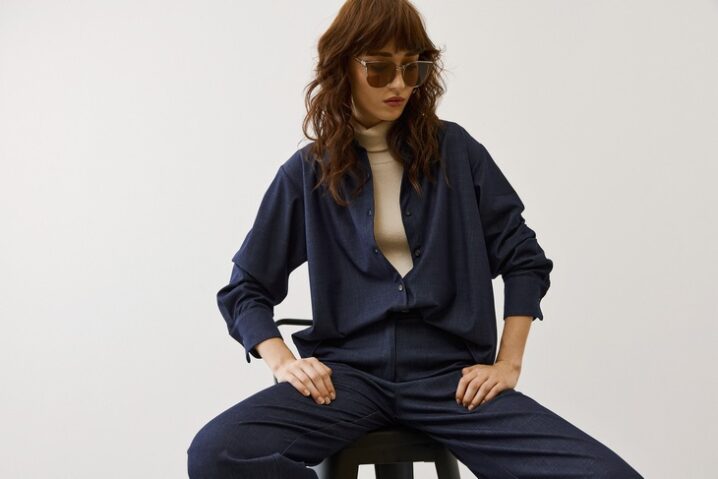 Γυναικείο Draped Denim Jacket-Μπλε - Image 2