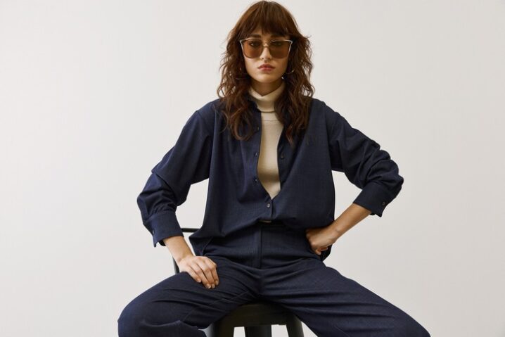Γυναικείο Draped Denim Jacket-Μπλε