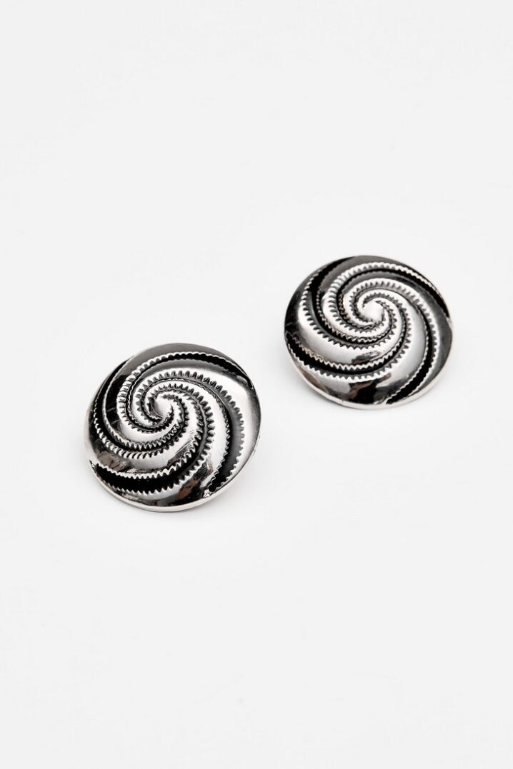 Γυναικεία Vintage Enamel Σκουλαρίκια Silver-Μαύρο