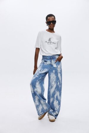 Γυναικείο Jean Clea Bleach Wash-Μπλε