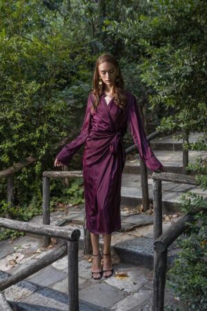 Γυναικείο Φόρεμα Pinstriped-Burgundy