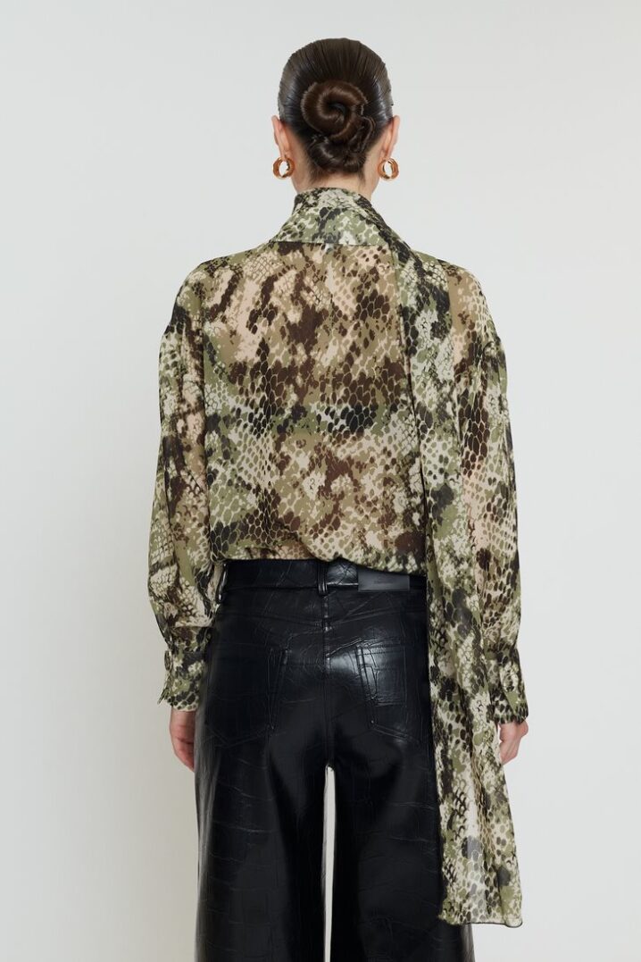 Γυναικείο Mila Πουκάμισο-Olive Snakeprint - Image 3