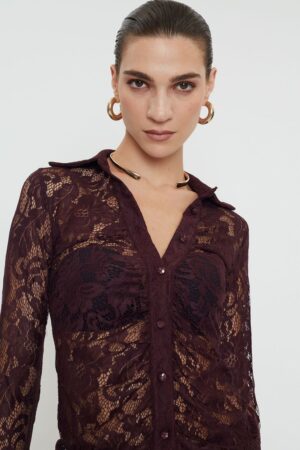 Γυναικείο Elora Lace Πουκάμισο-Burgundy