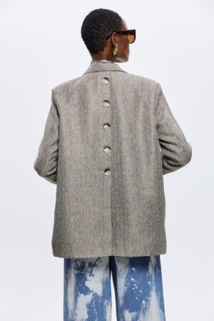 Γυναικείο Blazer Halle Oversize Melange-Γκρι