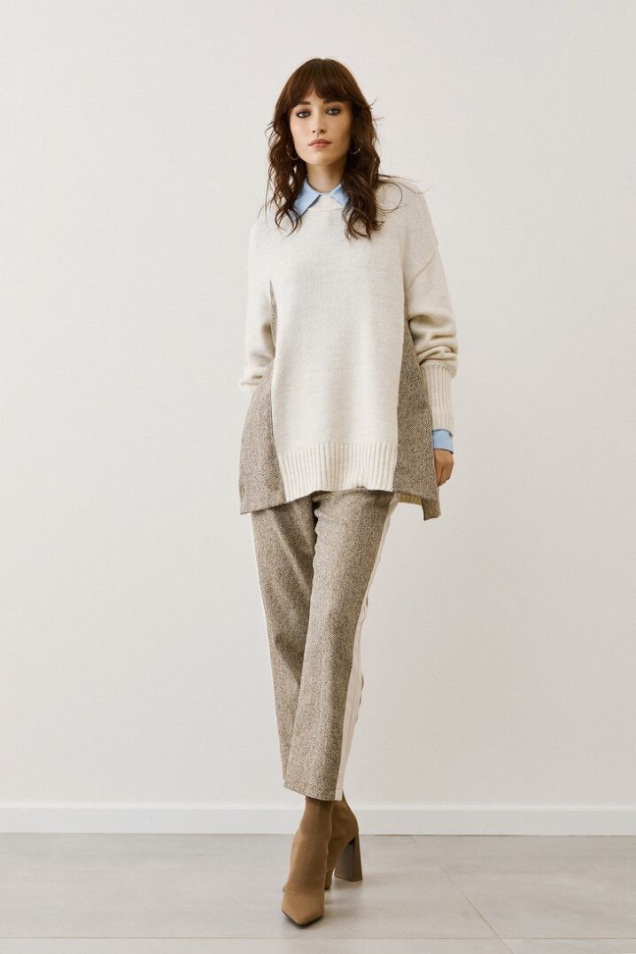 Γυναικεία Texture Knit Μπλούζα-Μπεζ - Image 3