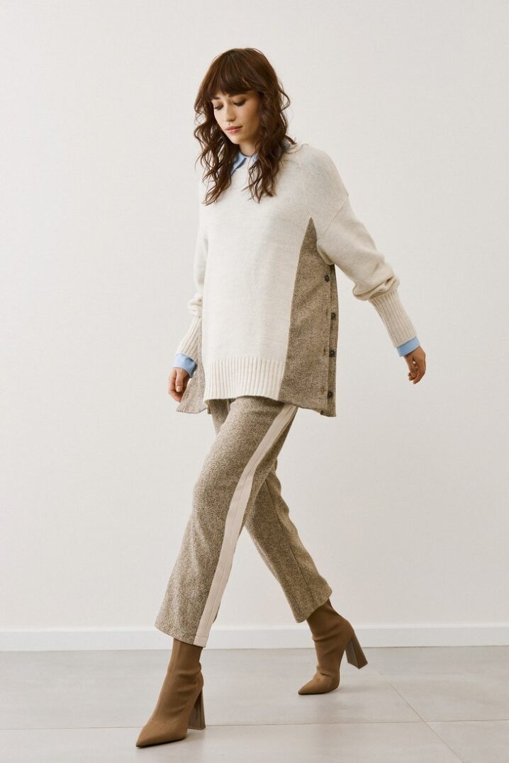 Γυναικεία Texture Knit Μπλούζα-Μπεζ