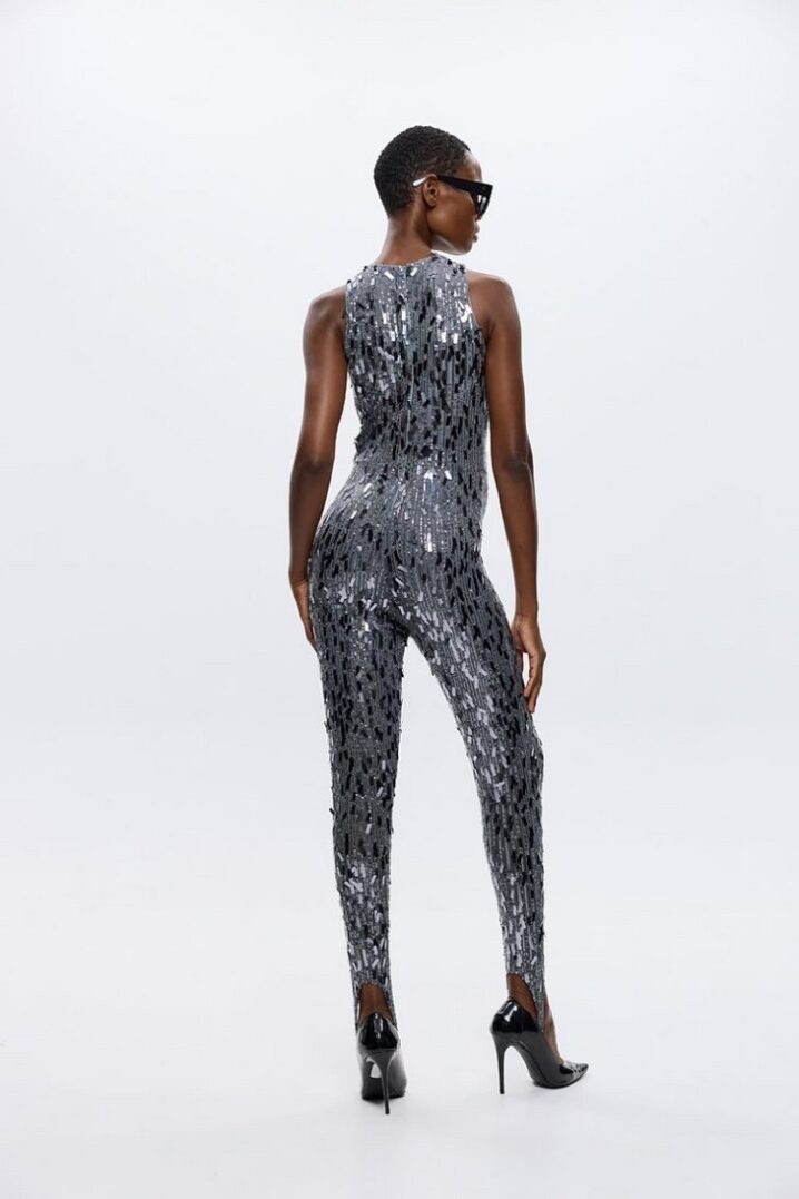 Γυναικεία Alaia Stirrup Sequin Ολόσωμη Φόρμα-Μetallic Grey - Image 2