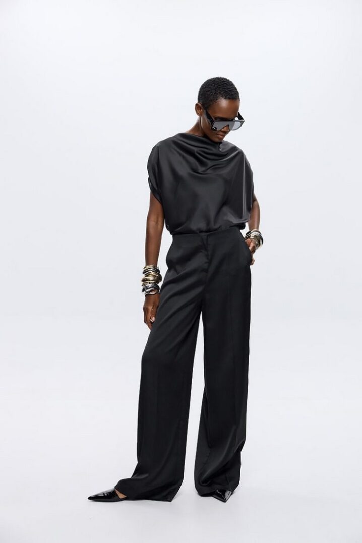 Γυναικείο Fleur Satin Draped Τοπ-Μαύρο - Image 2