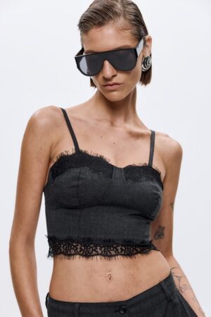 Γυναικείο Philippa Bustier Crop Τοπ-Γκρί
