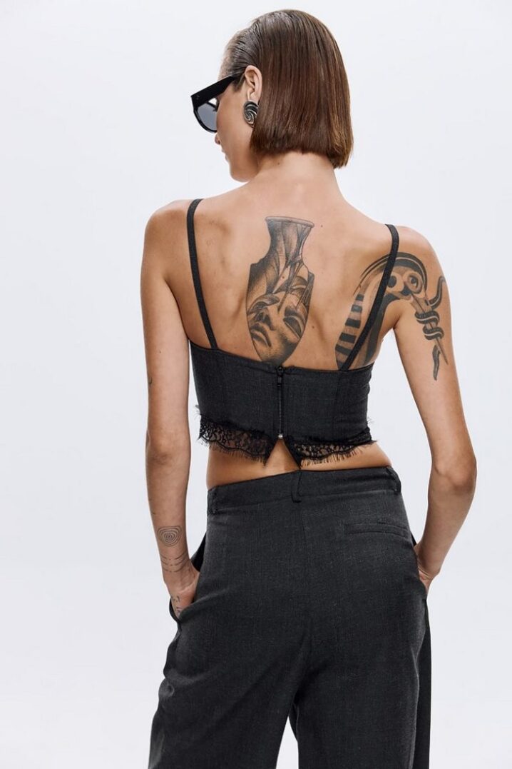 Γυναικείο Philippa Bustier Crop Τοπ-Γκρί - Image 2