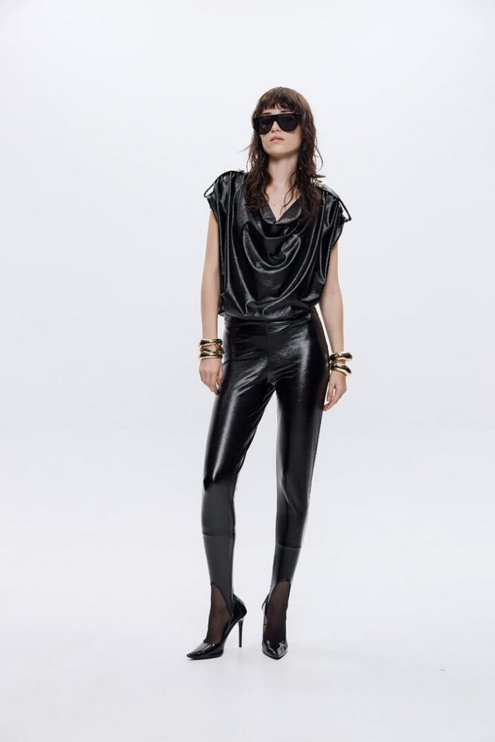 Γυναικείο Rowan Eco-Leather Vinyl Stirrup Leggings-Μαύρο - Image 2
