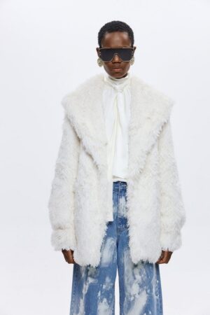 Γυναικεία Monroe Faux Fur Midi Γούνα-Εκρού