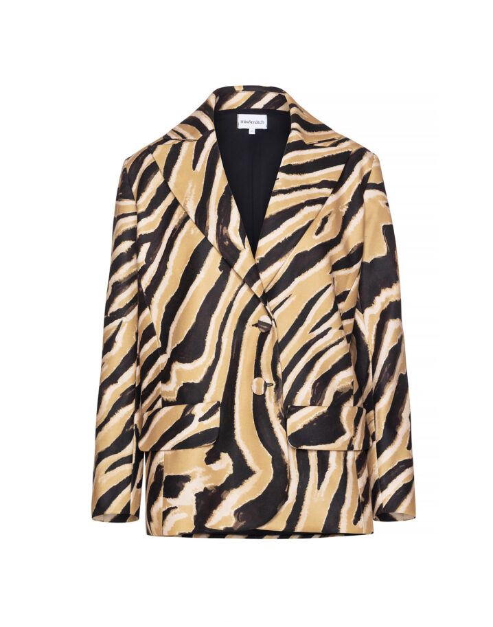 Γυναικείο Caira Zebra Print Σακάκι-Caramel - Image 4