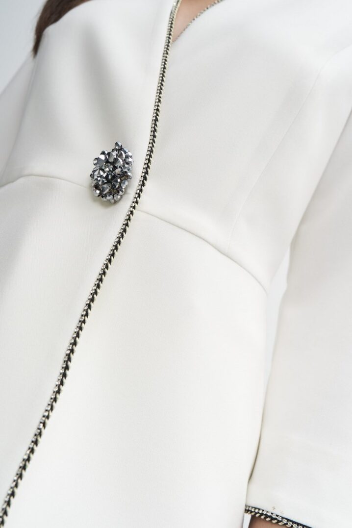 Γυναικεία Glam Button Μπλούζα-Λευκό - Image 3