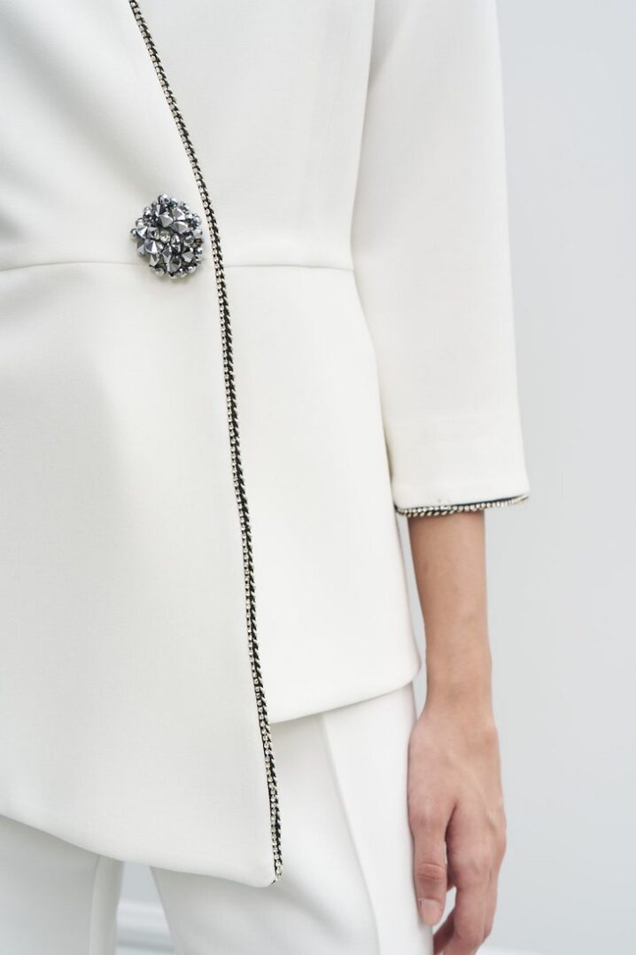 Γυναικεία Glam Button Μπλούζα-Λευκό - Image 2
