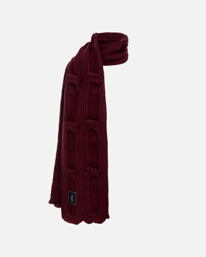 Γυναικείο Cable knit Κασκόλ-Μπορντό